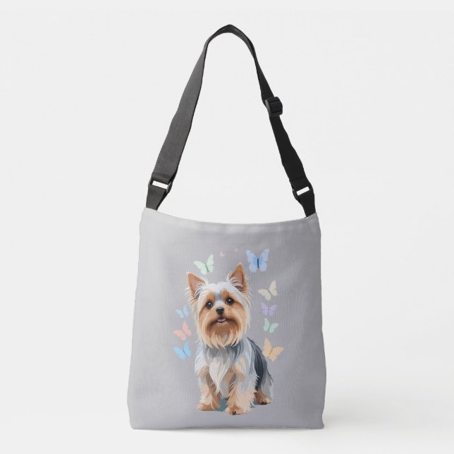 Bolso Cruzado Pintura de vectores de Yorkshire Alegría divertida (Anverso)