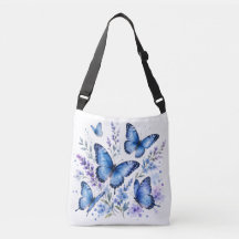 Pintura en acuarela de mariposas azules