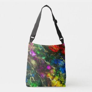 Bolso Cruzado Pintura sintética psicodélica de tinta de alcohol