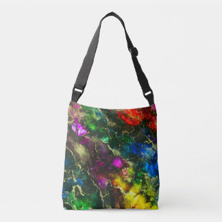 Bolso Cruzado Pintura sintética psicodélica de tinta de alcohol