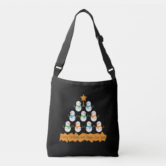 Bolso Cruzado pirámide de árbol de Navidad hecha de muñecos de n (Anverso)