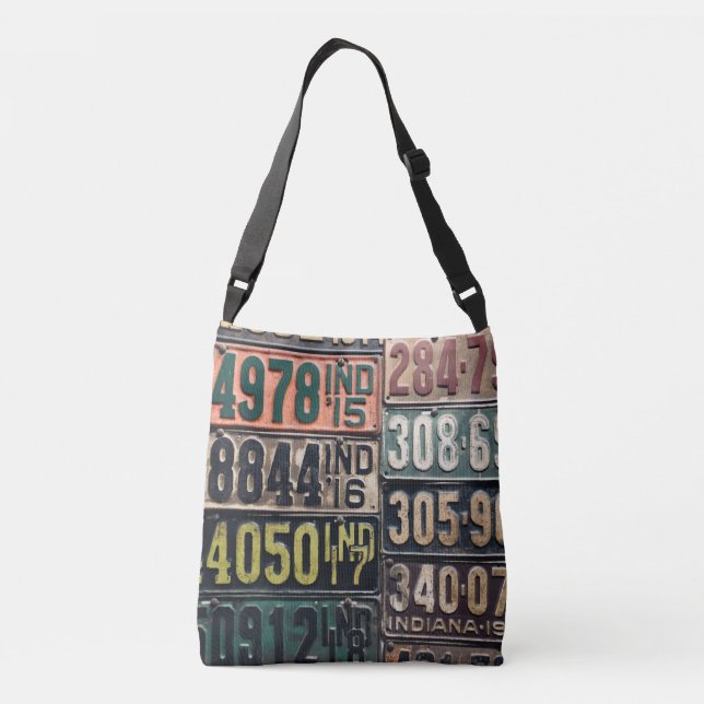Bolso Cruzado Placas de licencia de época (Reverso)
