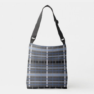 Bolso Cruzado Plaid Azul y Gris