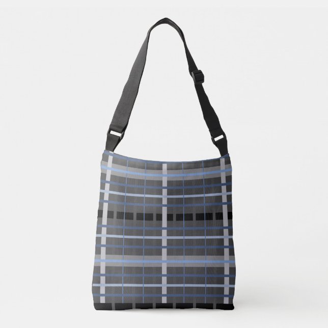 Bolso Cruzado Plaid Azul y Gris (Anverso)