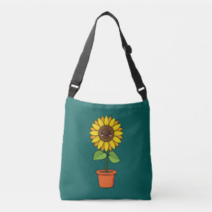 Bolso Cruzado Planta de girasol de Kawaii en una olla