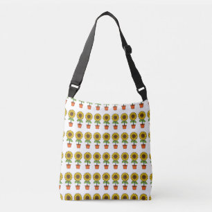 Bolso Cruzado Planta de girasol de Kawaii en una olla