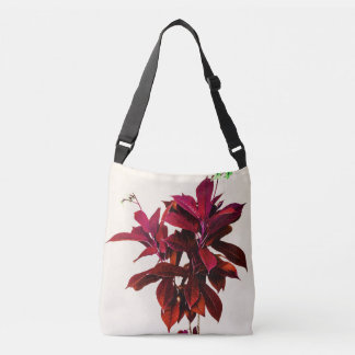 Bolso Cruzado Planta Jatropha en rojo profundo