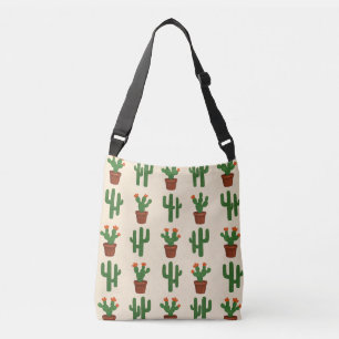 Bolso Cruzado Plantas de Cactus Crema y Verde