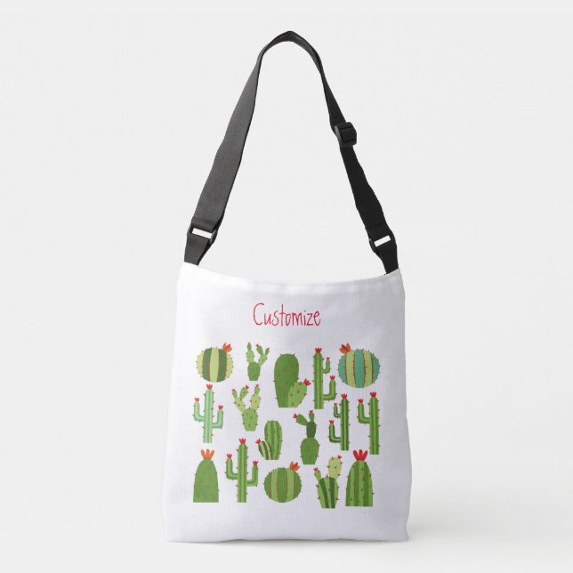 Bolso Cruzado Plantas de cactus de flores rojas variadas Thunder (Anverso)