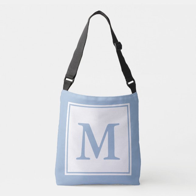 Bolso Cruzado Plantilla simple de monograma azul blanco y azul p (Anverso)