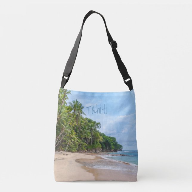 Bolso Cruzado Playa Tahiti Sand Blue Sky Palm Trees (Reverso)