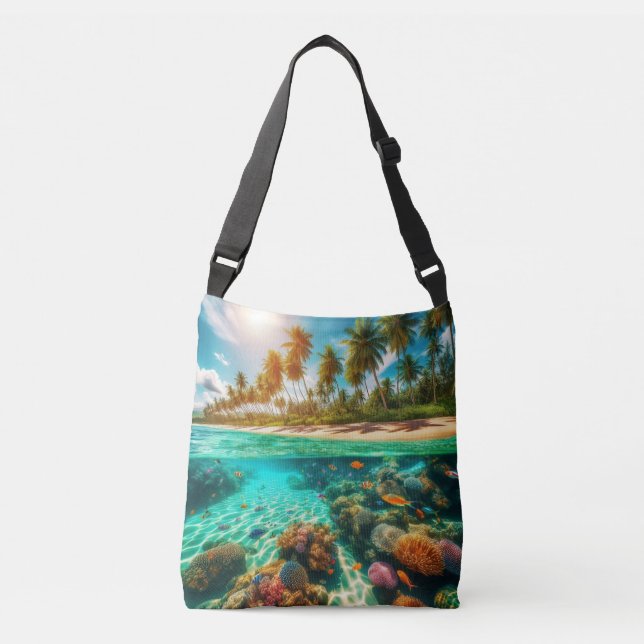 Bolso Cruzado Playa Tropical Océano Marítimo (Anverso)
