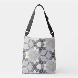 Bolso Cruzado Plaza hexagonal colorida: caleidoscopio geométrico