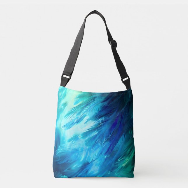 Bolso Cruzado Pluma abstracta verde azul (Anverso)