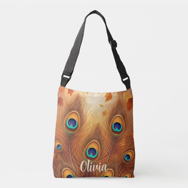 Bolso Cruzado Pluma de pavo real de otoño (Anverso)