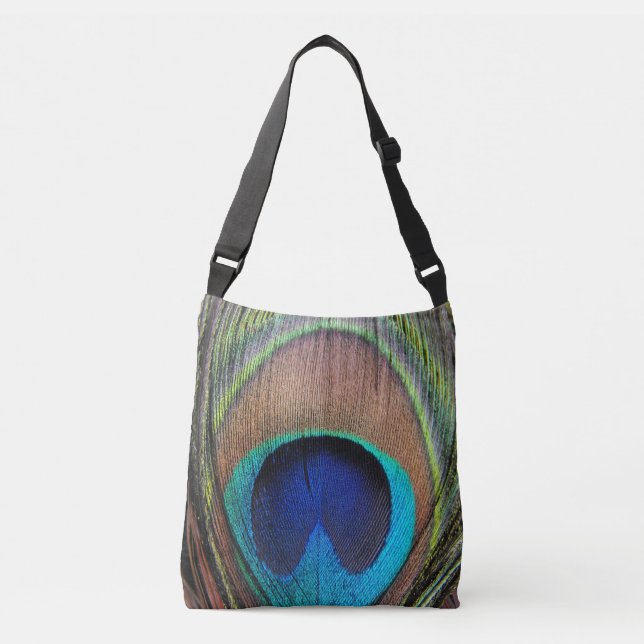 Bolso Cruzado Pluma de pavo real detallada (Anverso)