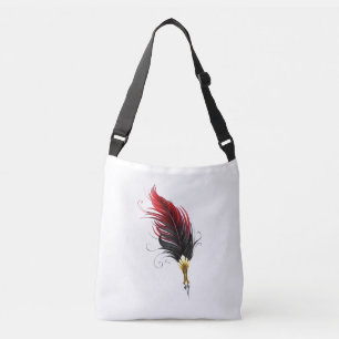 Bolso Cruzado Pluma de plumas rojas con nido de oro