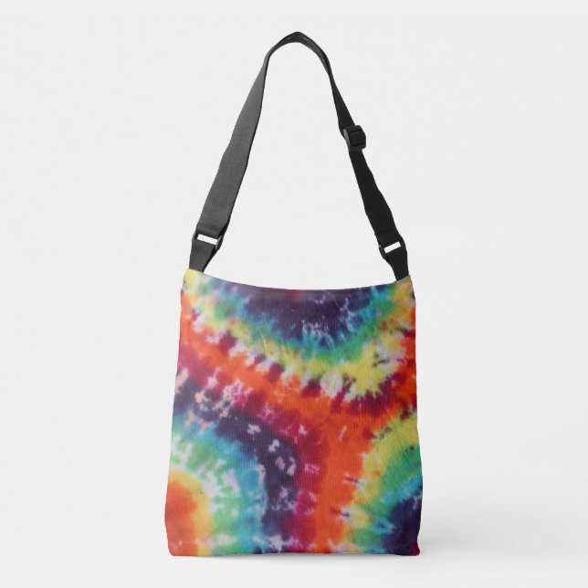 Bolso Cruzado Poder de flor Hippie Tie Dye Rainbow (Anverso)