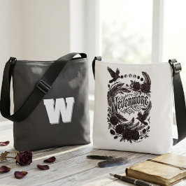 Bolso Cruzado Poema Cuervo Gótico Literario Romántico Oscuro