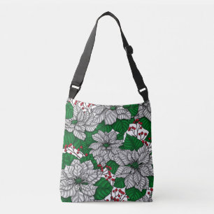 Bolso Cruzado Poinsettia blanca, patrón de Navidades