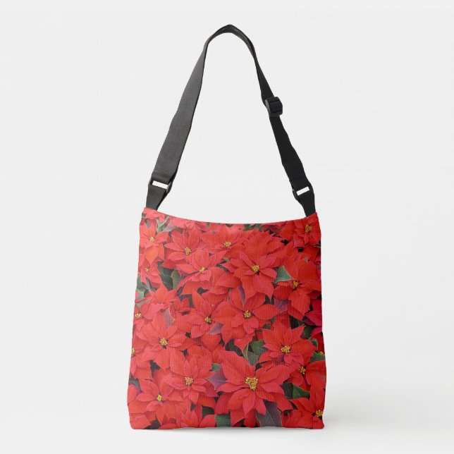 Bolso Cruzado Poinsettias rojas Navidad la foto floral navideña (Anverso)