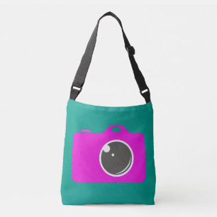 Bolso Cruzado Pop Art Purple Camera Green