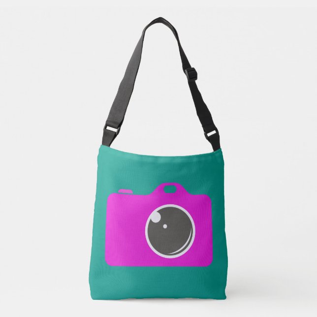 Bolso Cruzado Pop Art Purple Camera Green (Anverso)