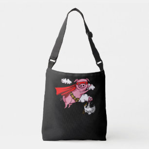 Bolso Cruzado Porcino volador divertido granja animal