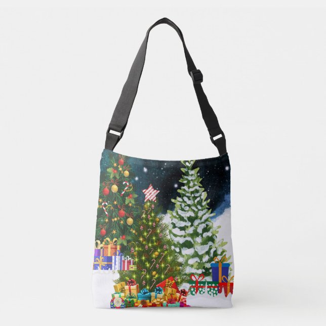 Bolso Cruzado Presentes y árboles de Navidad (Anverso)