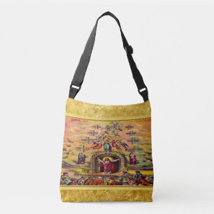Bolso Cruzado Puerta del cielo con una textura de Relieve metali
