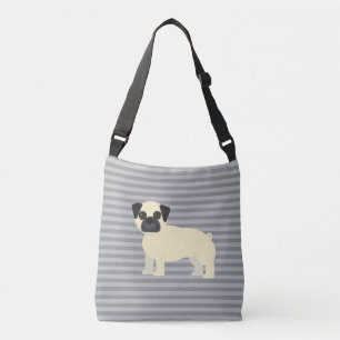 Bolso Cruzado Pug Gris Rayado
