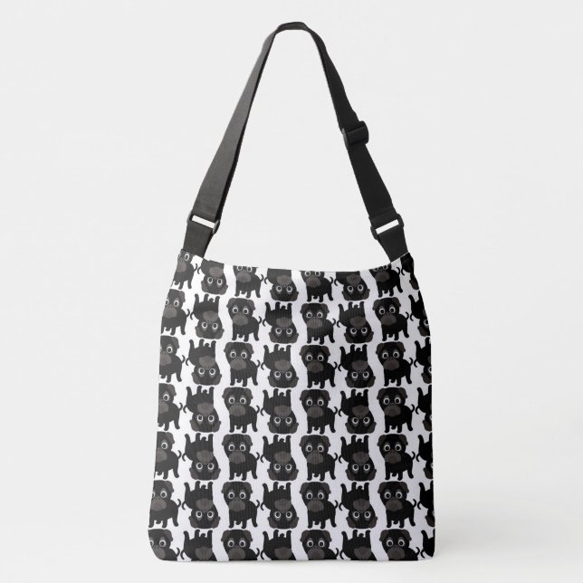 Bolso Cruzado Pugs negros (Anverso)