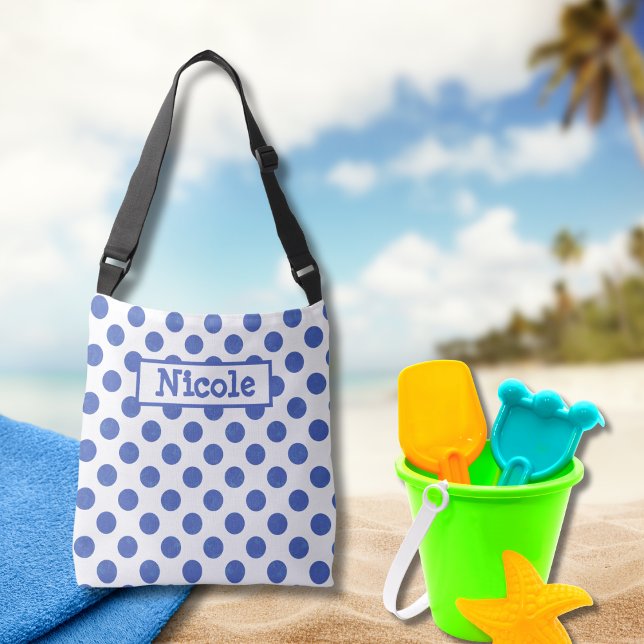 Bolso Cruzado Punto de Polka Azul Grande Moderno (Subido por el creador)