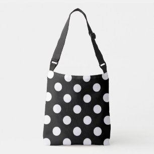 Bolso Cruzado Punto de Polka Blanco sobre el patrón negro