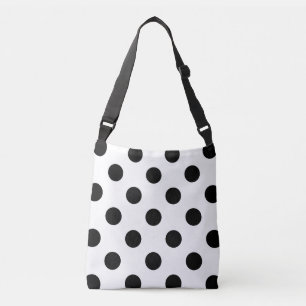 Bolso Cruzado Punto de polka blanco y negro