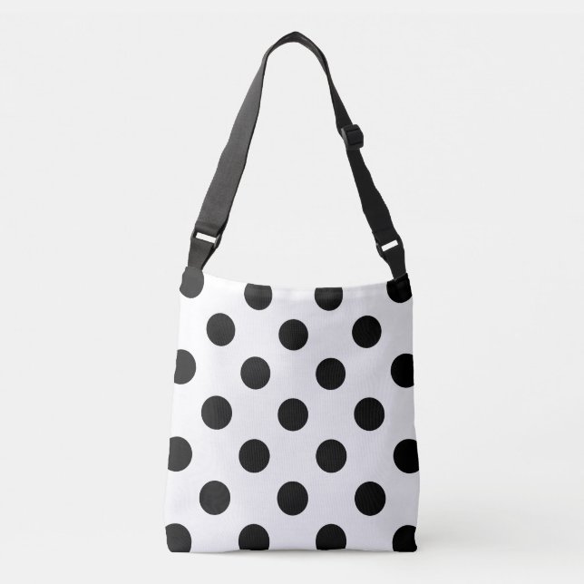 Bolso Cruzado Punto de polka blanco y negro (Anverso)