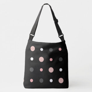 Bolso Cruzado Punto rosa, gris y negro