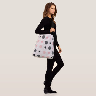 Bolso Cruzado Punto rosa, gris y negro