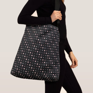 Bolso Cruzado Punto rosa, gris y negro