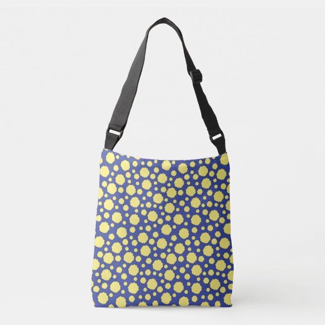 Bolso Cruzado Puntos geométricos de polka amarilla sobre fondo a (Anverso)