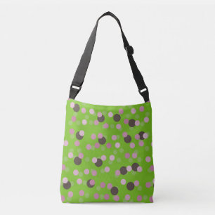 Bolso Cruzado Puntos verdes, rosados y marrones