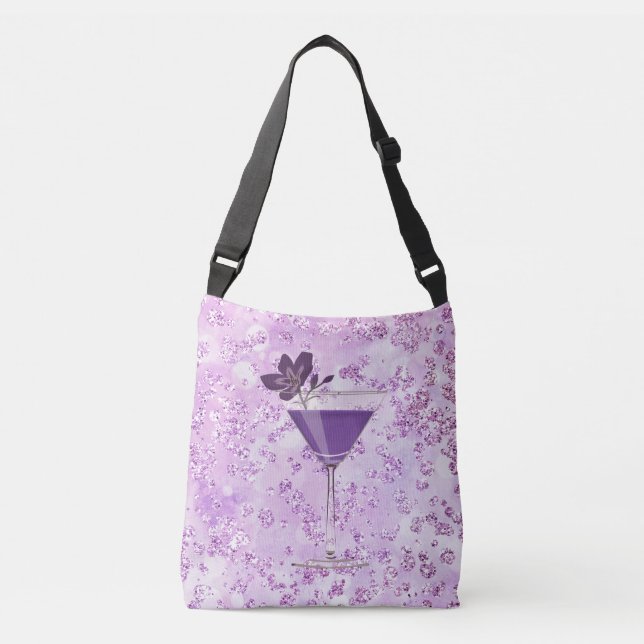 Bolso Cruzado Purple Cocktail Lavender Bokeh Bling (Anverso)