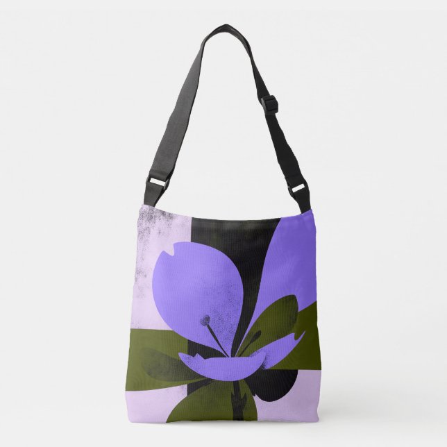 Bolso Cruzado Purple Flower Tote Bag – Modern Abstract Floral De (Anverso)