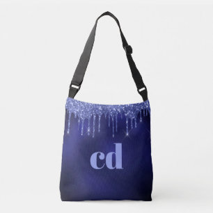 Bolso Cruzado Purpurina azul marino gotea monograma