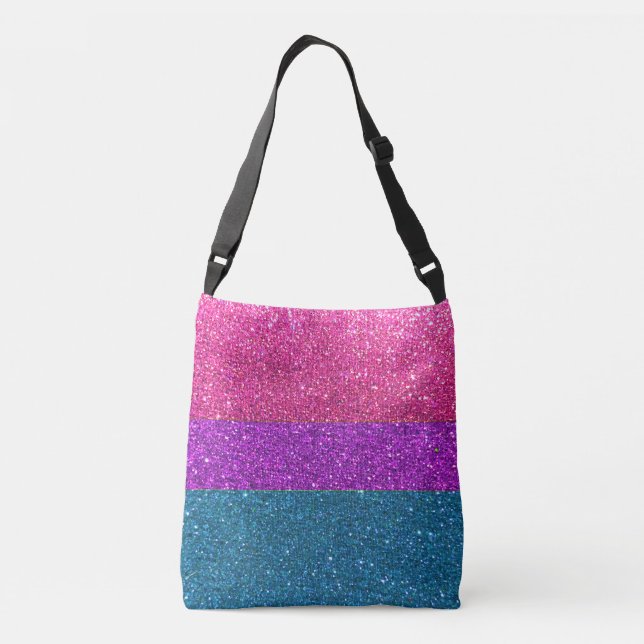Bolso Cruzado Purpurina de la bandera del orgullo gay bisexual e (Reverso)