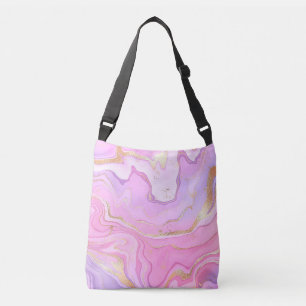 Bolso Cruzado Purpurina de mármol de lujo Pink Purple Gold