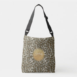 Bolso Cruzado Purpurina De Oro Monogramado Y Piel De Leopardo