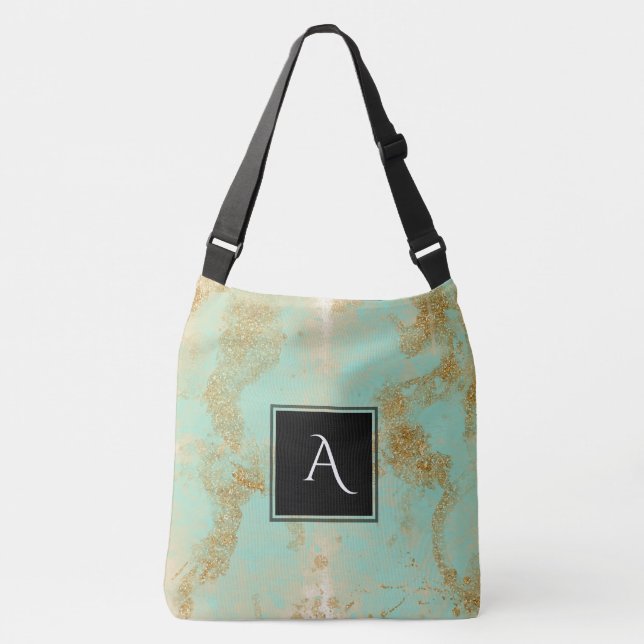 Bolso Cruzado *~* Purpurina dorado turquesa dorado Shabby (Anverso)