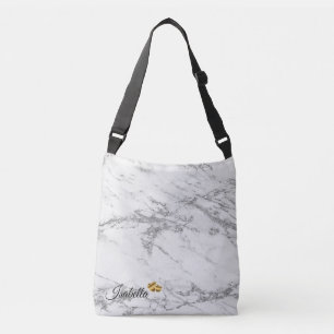 Bolso Cruzado Purpurina plateado de lujo Marble Añadir texto
