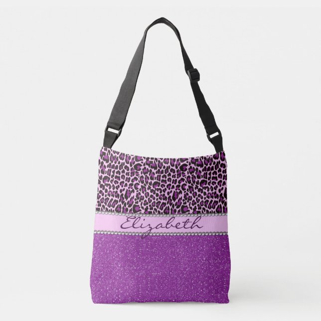 Bolso Cruzado Purpurina púrpura personalizado de los puntos del (Anverso)
